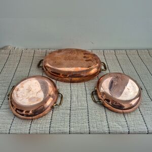 Vintage Copper Pans Set Of 3